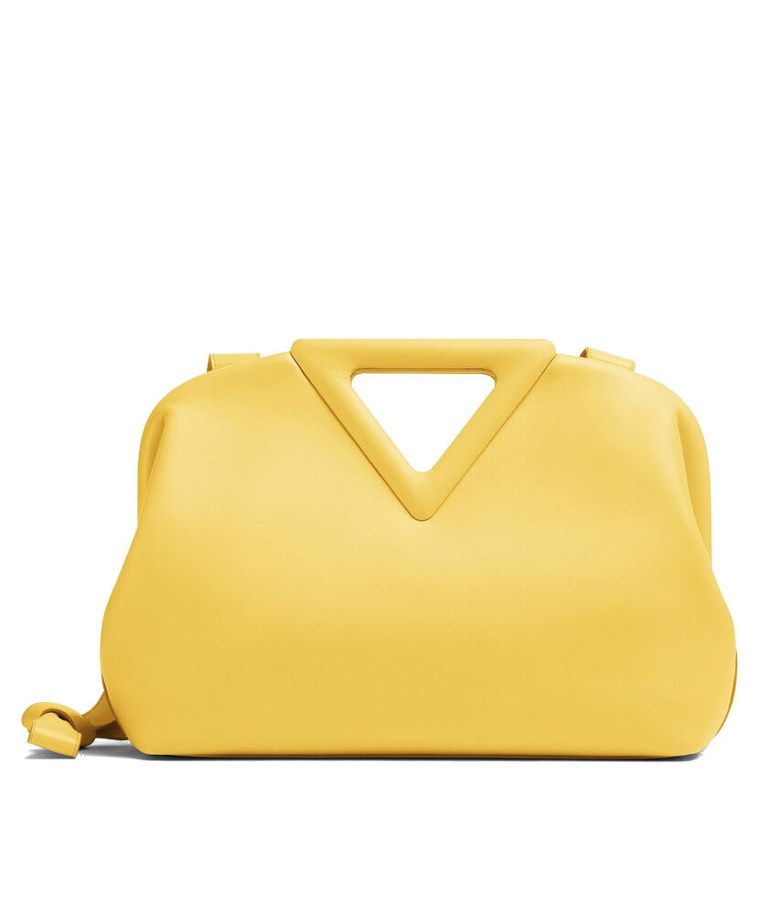 Bottega Veneta Point Leather Top Handle Bag Yellow